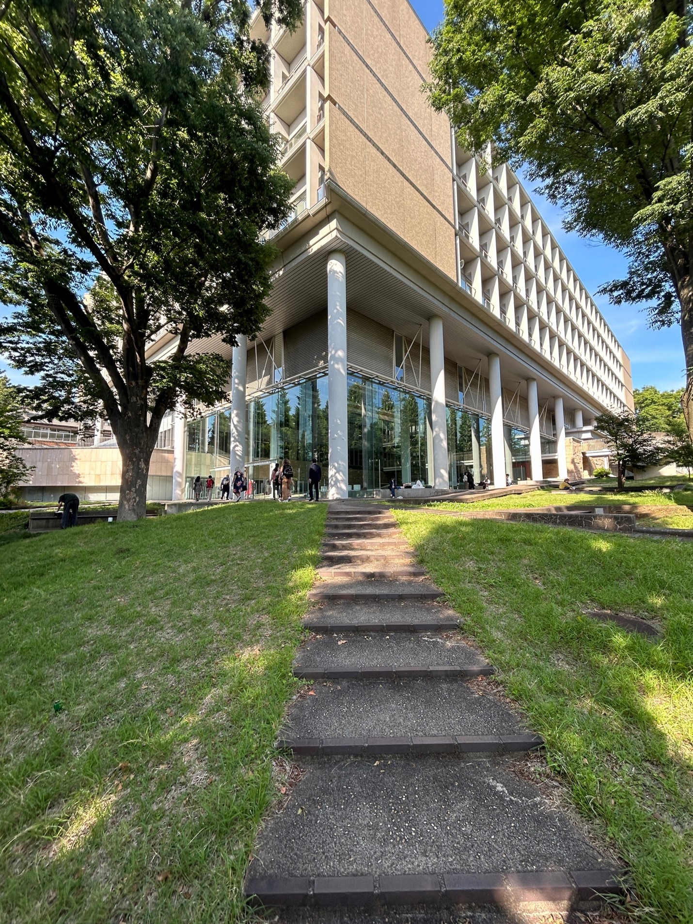 An exterior view of Keio University in Japan.